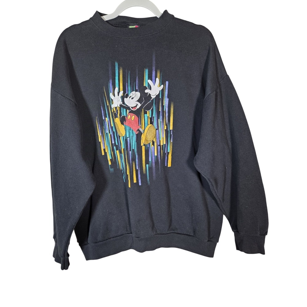 Disney Mickey Unlimited Sweatshirt Mens XL Black Vintage 90s Mickey Mouse Retro